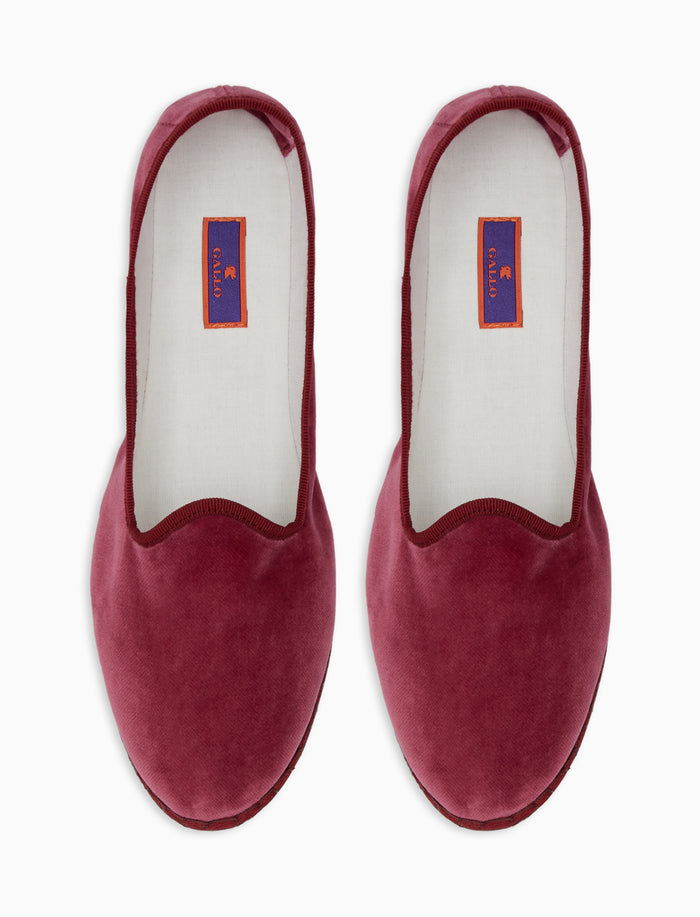 Friulane unisex velluto rosa tinta unita - Gallo 1927 - Official Online Shop