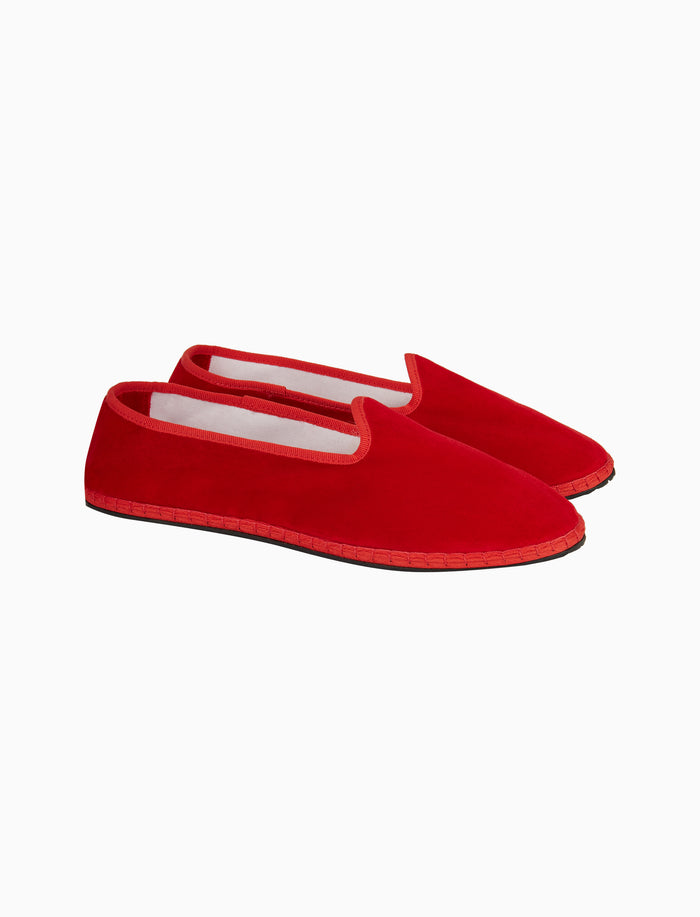 Friulane unisex velluto rosso tinta unita - Gallo 1927 - Official Online Shop