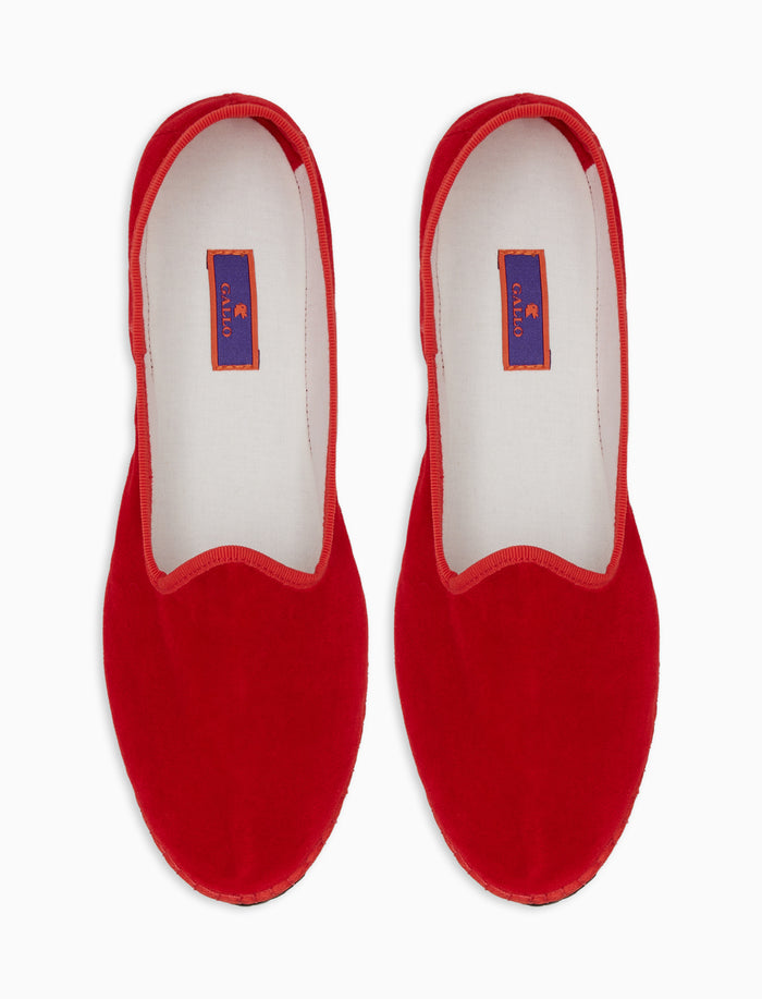 Friulane unisex velluto rosso tinta unita - Gallo 1927 - Official Online Shop
