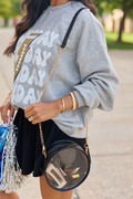 Front Row Clear Round Black Crossbody Bag
