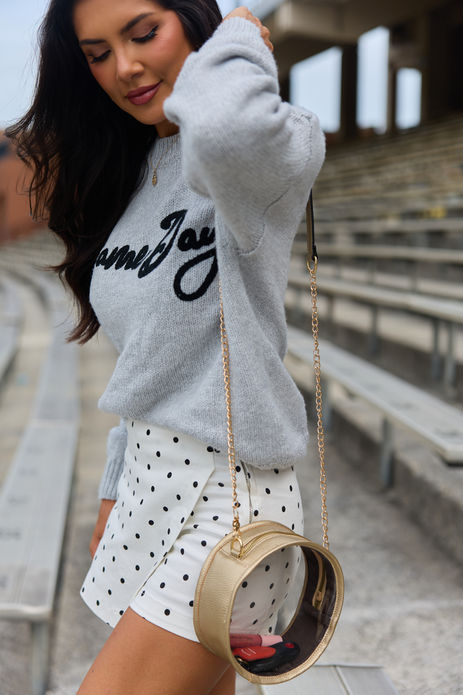 Front Row Clear Round Gold Crossbody Bag