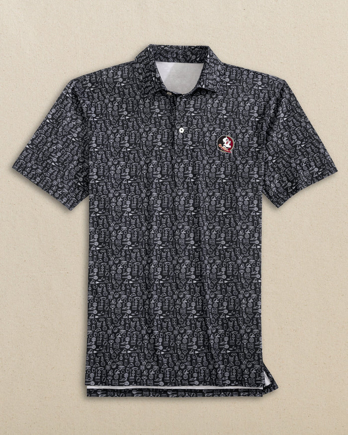 The front view of the Southern Tide FSU Seminoles Driver Finally Friday Polo by Southern Tide - Caviar Black