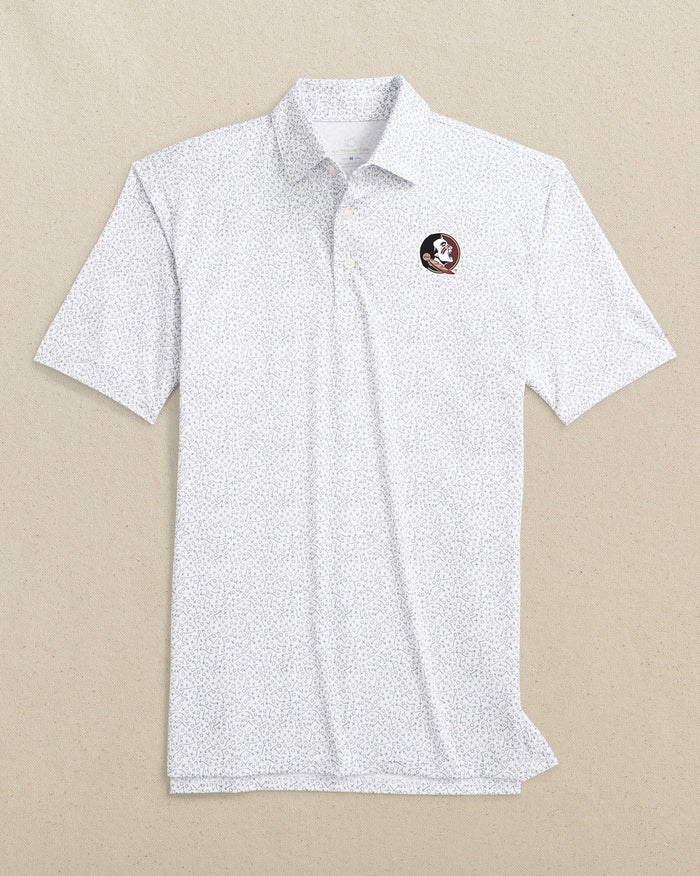 The front view of the Southern Tide FSU Seminoles Driver Gameplay Polo by Southern Tide - Classic White