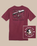 The back view of the FSU Seminoles Gameday Fly Reel T-Shirt by Southern Tide - Chianti