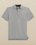 The front view of the Southern Tide FSU Seminoles Stacked brrr°®-eeze Meadowbrook Stripe Polo by Southern Tide - Caviar Black