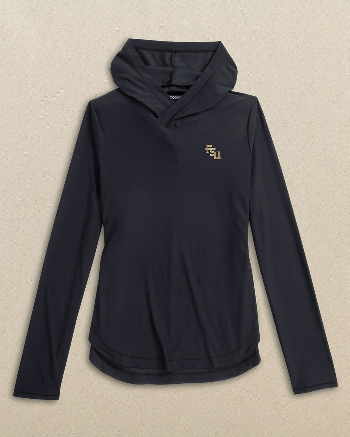 The front view of the Southern Tide FSU Seminoles Women's Linley brrr°®-illiant Hoodie by Southern Tide - Caviar Black