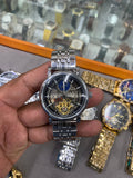 Full Automatic Mechanical Watch Silver Chain Rainbow Dail Watch Luxury Men's Watch