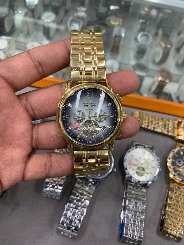 Full Automatic Mechanical Watch Silver Chain Rainbow Dail Watch Luxury Men's Watch