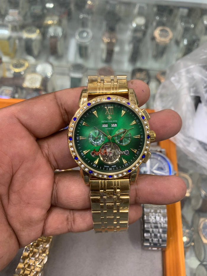 Full Automatic Mechanical Watch Silver Chain Rainbow Dail Watch Luxury Men's Watch