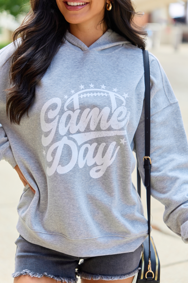 Game Day Script Light Grey Graphic Hoodie