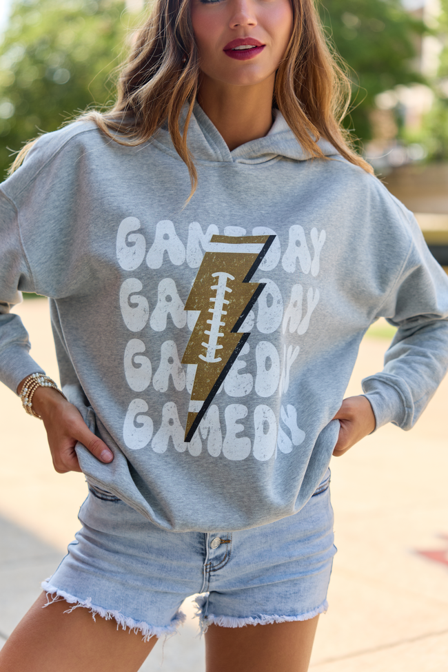 Gameday Football Light Grey Graphic Hoodie