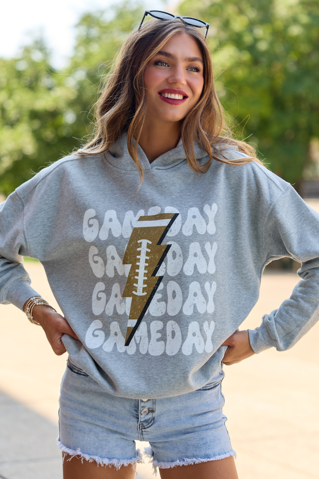Gameday Football Light Grey Graphic Hoodie