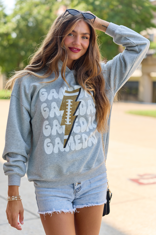 Gameday Football Light Grey Graphic Hoodie