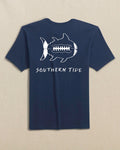 The back view of the Southern Tide Gameday Football Short Sleeve T-Shirt by Southern Tide - Navy and White