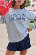 Gameday Navy Gingham Light Grey Graphic Sweatshirt