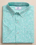 The front view of the Southern Tide Garden Blooms Coastal Breeze® Short Sleeve Sport Shirt by Southern Tide - Florida Keys