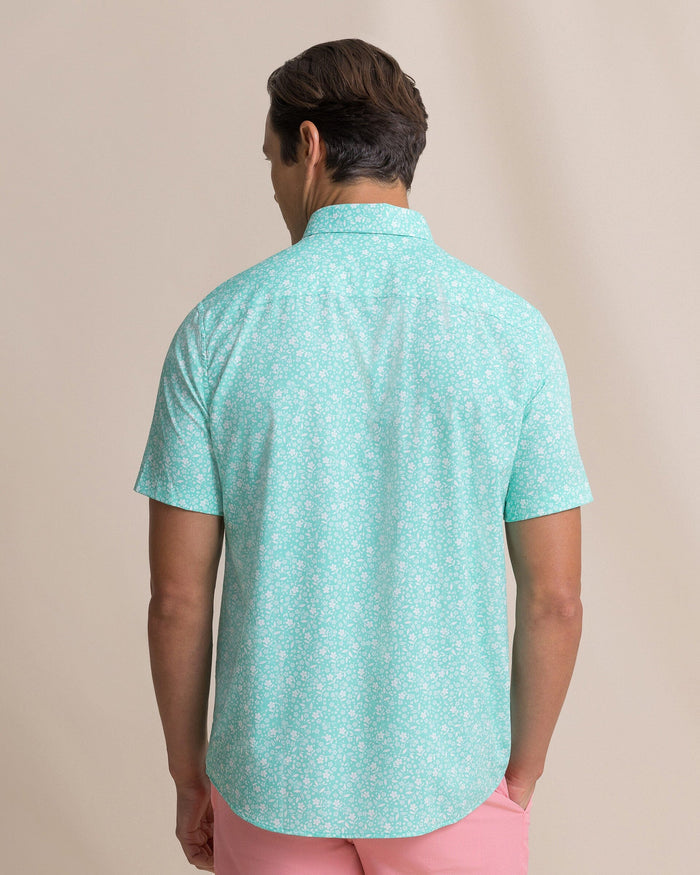 The back view of the Southern Tide Garden Blooms Coastal Breeze® Short Sleeve Sport Shirt by Southern Tide - Florida Keys