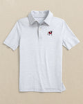 The front view of the Southern Tide Georgia Bulldogs Boys Driver Spacedye Polo Shirt by Southern Tide - Slate Grey