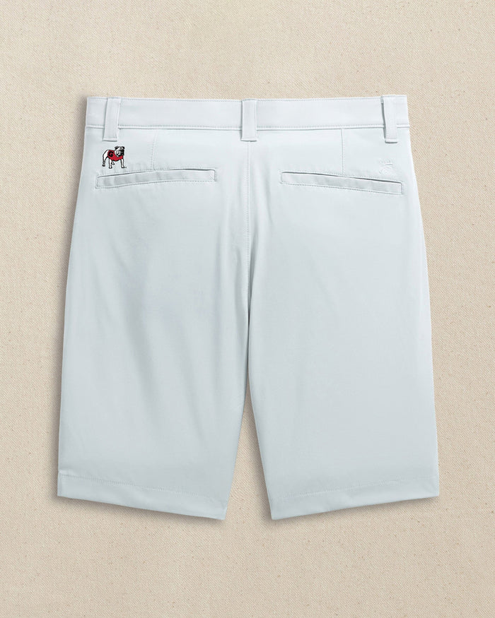 The back view of the Southern Tide Georgia Bulldogs brrr°®-die 8" Performance Short by Southern Tide - Seagull Grey