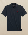 The front view of the Southern Tide Georgia Bulldogs brrr°®-eeze Heather Performance Polo by Southern Tide - Heather Caviar Black