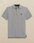 The front view of the Southern Tide Georgia Bulldogs brrr°®-eeze Meadowbrook Stripe Polo by Southern Tide - Caviar Black