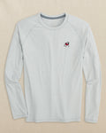 The front view of the Southern Tide Georgia Bulldogs brrr°®-illiant Performance Long Sleeve T-Shirt by Southern Tide - Platinum Grey