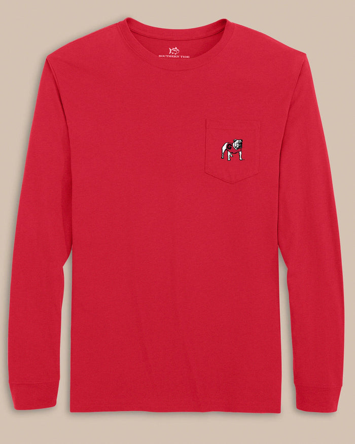 The front view of the Southern Tide Georgia Bulldogs Embroidered Long Sleeve T-Shirt by Southern Tide - Varsity Red