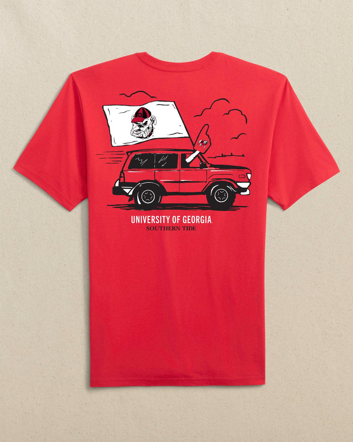 The back view of the Southern Tide Georgia Bulldogs Game Bound Short Sleeve T-Shirt by Southern Tide - Varsity Red