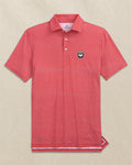 The front view of the Southern Tide Georgia Bulldogs Head Driver Dunes Edge Plaid Polo by Southern Tide - Varsity Red