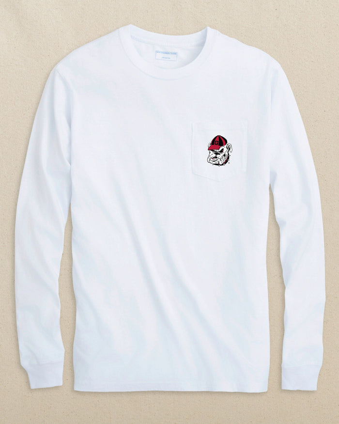 Georgia Bulldogs Head Embroidered Long Sleeve T-Shirt C_T-Shirts Southern Tide