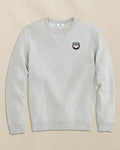 The front view of the Southern Tide Georgia Bulldogs Head Upper Deck Pullover Sweatshirt by Southern Tide - Heather Slate Grey