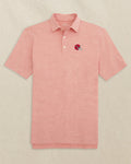 The front view of the Southern Tide Georgia Bulldogs Helmet Driver Spacedye Polo Shirt by Southern Tide - Varsity Red