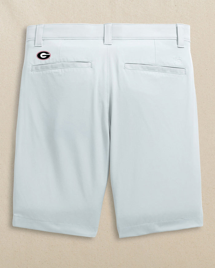 The back view of the Southern Tide Georgia Bulldogs Oval G Birdie 8" Coastal Breeze® Performance Short by Southern Tide - Seagull Grey