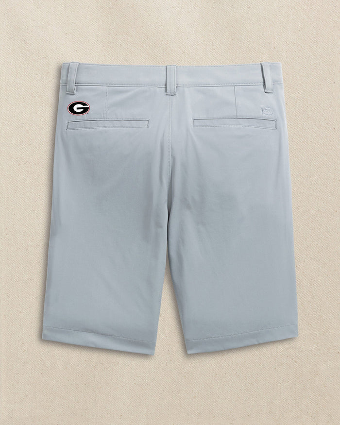 The back view of the Southern Tide Georgia Bulldogs Oval G brrr°®-die 8" Performance Short by Southern Tide - Steel Grey