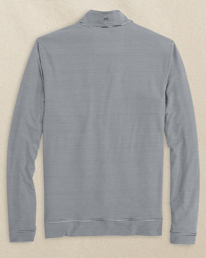 The back view of the Southern Tide Georgia Bulldogs Oval G Cruiser Micro-Stripe Quarter Zip by Southern Tide - Heather Black