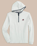 The front view of the Georgia Bulldogs Scuttle Performance Quarter Zip Hoodie by Southern Tide - Heather Slate Grey