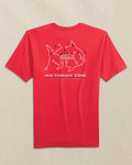 The back view of the Southern Tide Georgia Bulldogs Skipjack Play Short Sleeve T-Shirt by Southern Tide - Varsity Red and Black