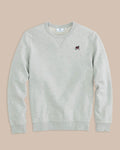 The front view of the Georgia Upper Deck Pullover Sweatshirt by Southern Tide - Heather Slate Grey