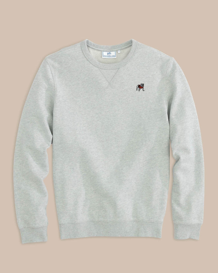 The front view of the Georgia Upper Deck Pullover Sweatshirt by Southern Tide - Heather Slate Grey