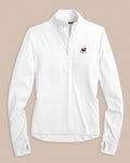 The front view of the Southern Tide Georgia Bulldogs Women's Runaround Quarter Zip by Southern Tide - Classic White