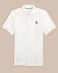 The front view of the Georgia Southern Eagles Skipjack Polo by Southern Tide - Classic White