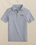 The front view of the Southern Tide Georgia Tech Boys Driver Spacedye Polo Shirt by Southern Tide - Navy