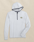 The front view of the Southern Tide Georgia Tech Scuttle Quarter Zip Hoodie by Southern Tide - Heather Slate Grey
