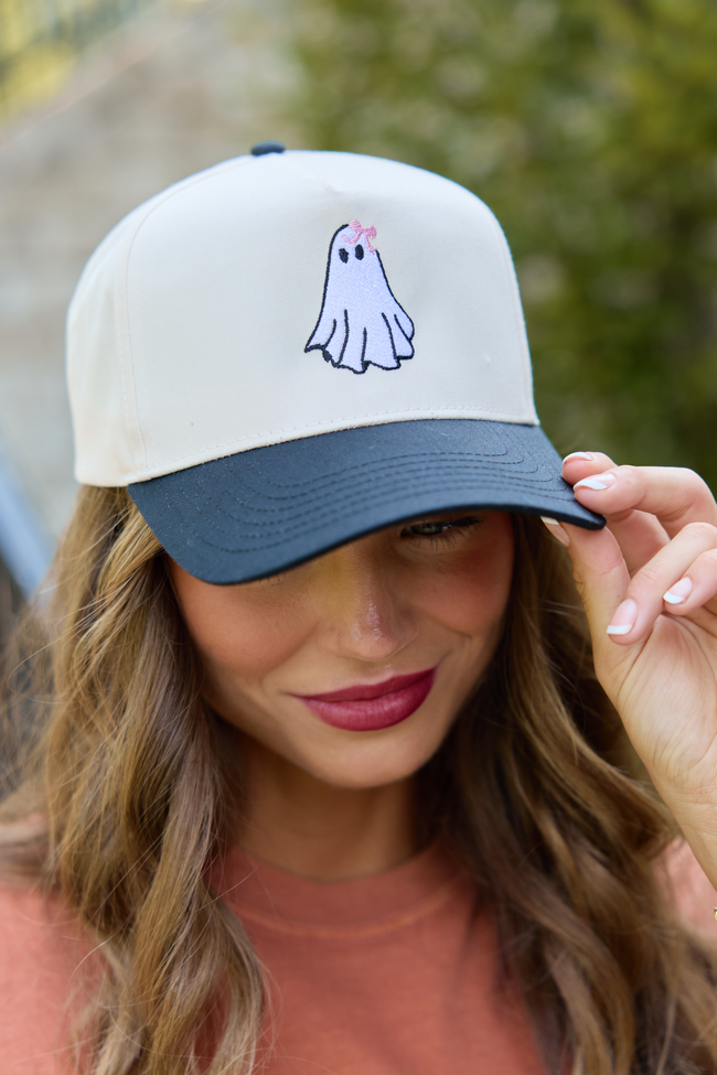 Ghost Natural/Black Embroidered Trucker Hat
