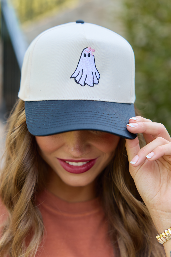 Ghost Natural/Black Embroidered Trucker Hat