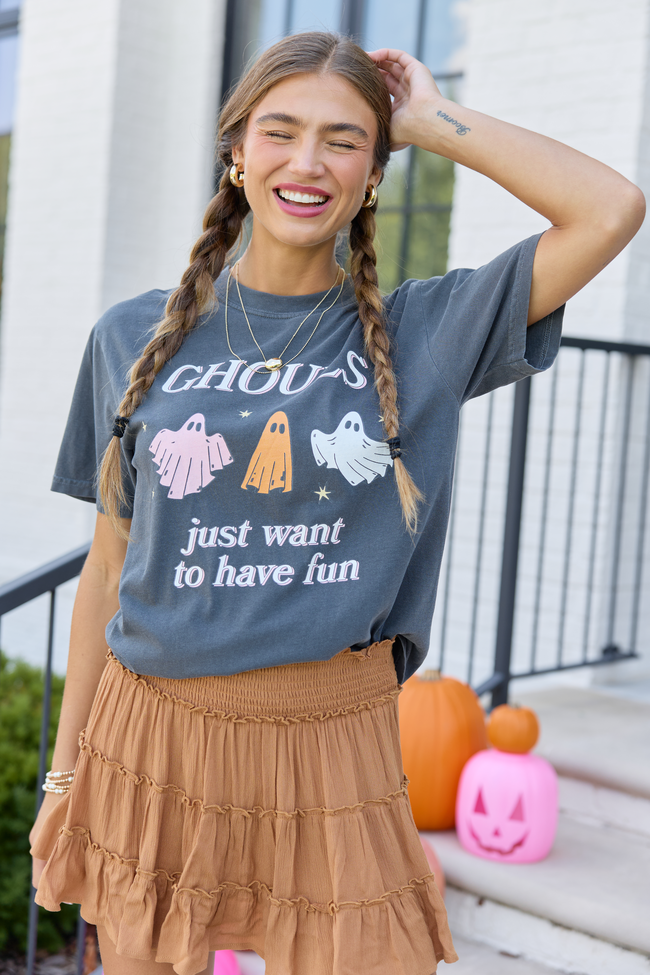 Ghouls Just Want To Have Fun Dark Grey Graphic Tee