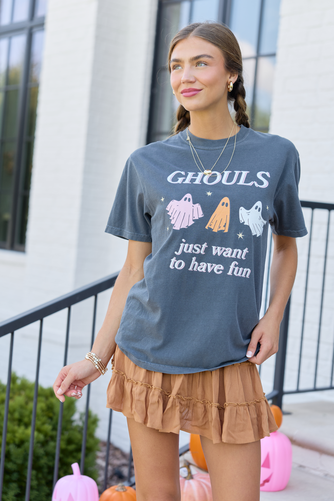Ghouls Just Want To Have Fun Dark Grey Graphic Tee
