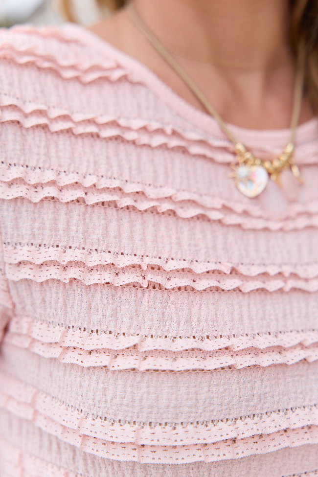 Gia Pink Lace Ruffle Crop Tee FINAL SALE
