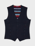 Gilet reversibile uomo lana blu tinta unita e multicolor - Gallo 1927 - Official Online Shop