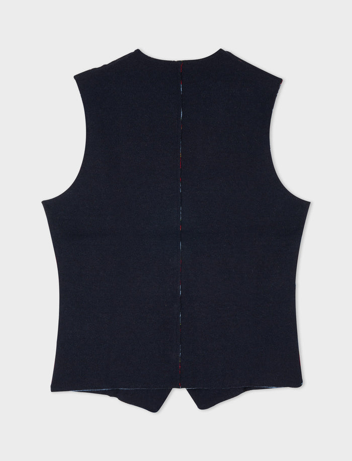 Gilet reversibile uomo lana blu tinta unita e multicolor - Gallo 1927 - Official Online Shop